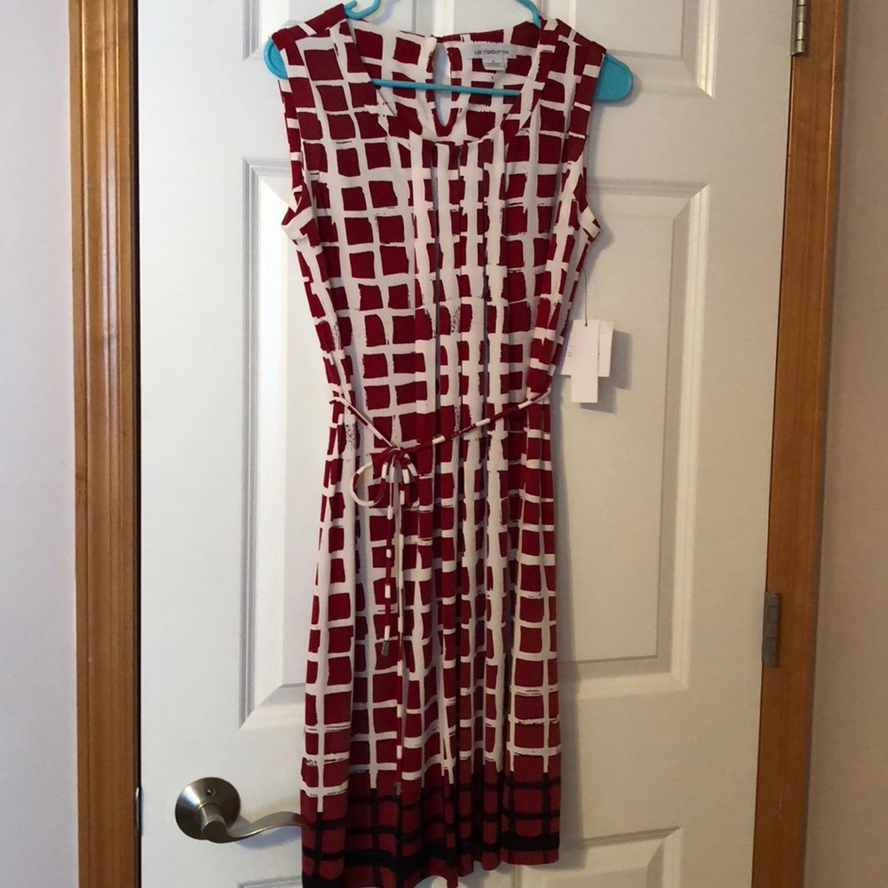 Red, white and black career dress